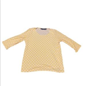 Susan Graver yellow and white polka dot top